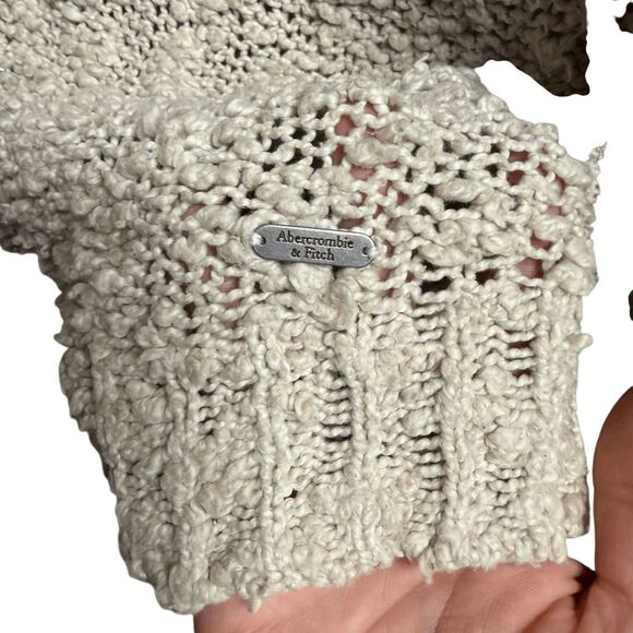 Abercrombie & Fitch A&F loose knit sweater medium  popcorn cream wheat - Picture 7 of 9